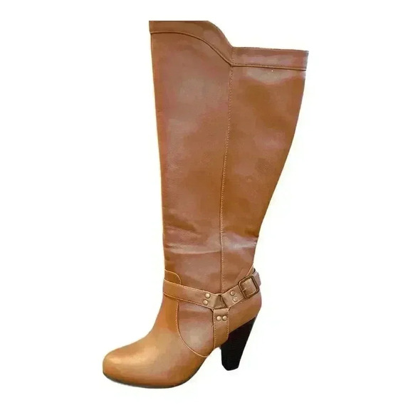 JustFab Afra Women's Knee High Boots Brown Size 8 Block Heel - Picture 8 of 8